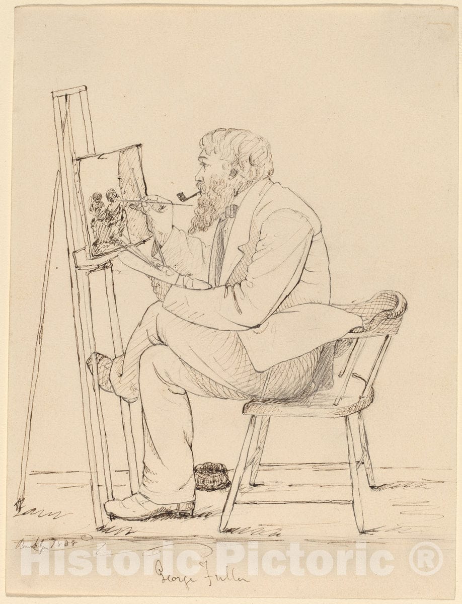 Art Print : John Quincy Adams Ward, Sketching - George Fuller, 1858 - Vintage Wall Art