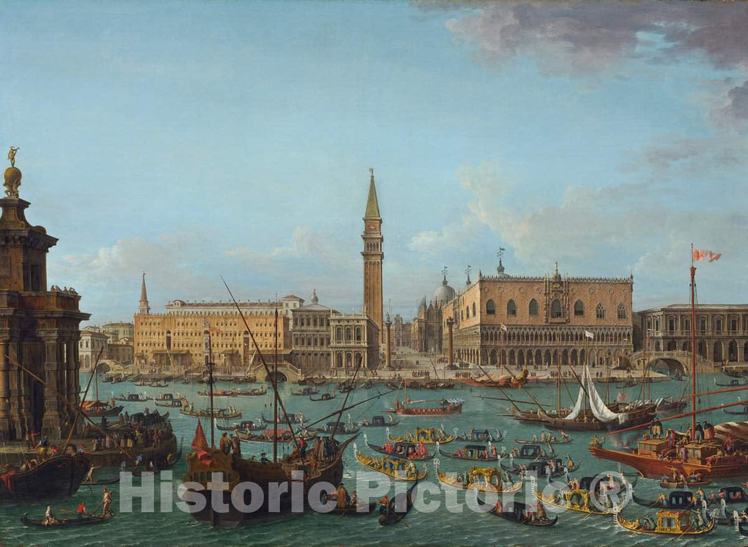 Art Print : Antonio Joli, Procession of Gondolas in The Bacino di San Marco, Venice, 1742 or After - Vintage Wall Art