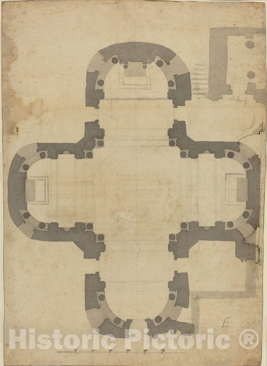 Art Print : Filippo Juvarra, Floor Plan [Verso] - Vintage Wall Art