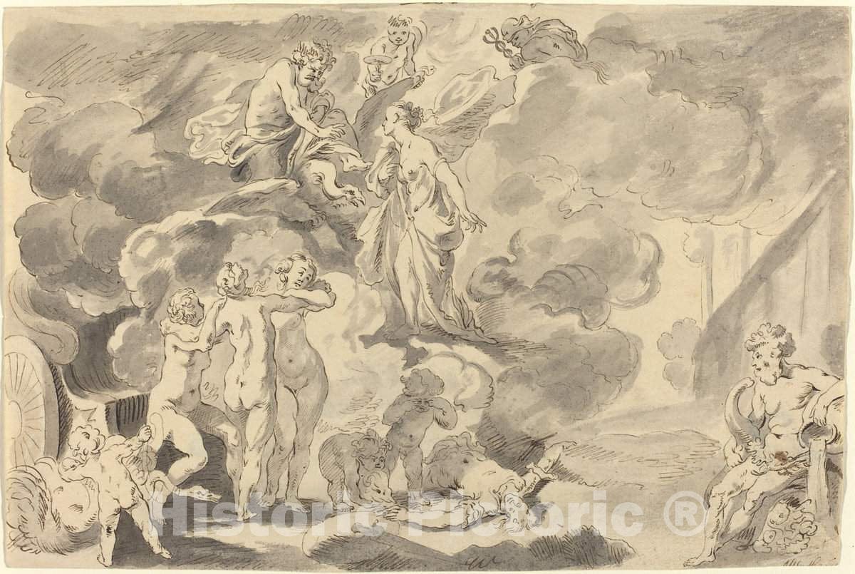 Art Print : Michael Burghers After Johann Liss, Death of Phaeton - Vintage Wall Art