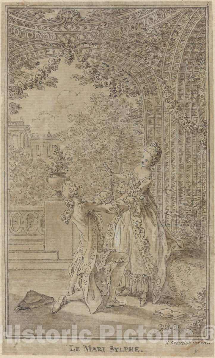 Art Print : Hubert FranÃ§ois Gravelot, Le Mari sylphe, 1765 - Vintage Wall Art