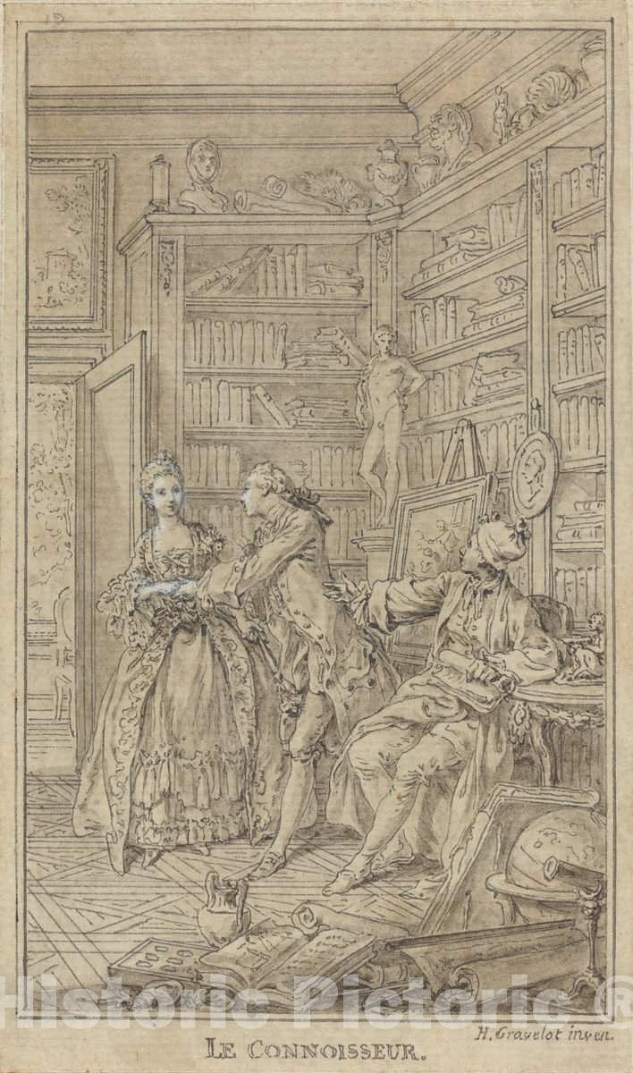 Art Print : Hubert FranÃ§ois Gravelot, Le Connoisseur, 1765 - Vintage Wall Art