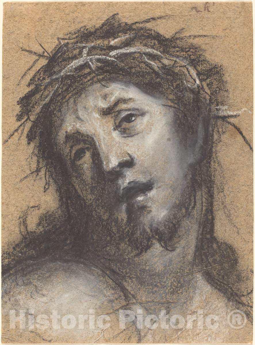 Art Print : Johann Ulrich Mayr, Head of Christ, c. 1670 - Vintage Wall Art