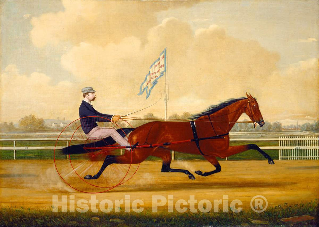 Art Print : Charles S. Humphreys, Budd Doble Driving Goldsmith Maid at Belmont Driving Park, 1876 - Vintage Wall Art