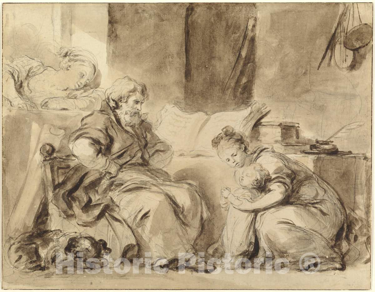 Art Print : HonorÃ© Fragonard, A Prayer for Grandpapa, Late 1770s - Vintage Wall Art