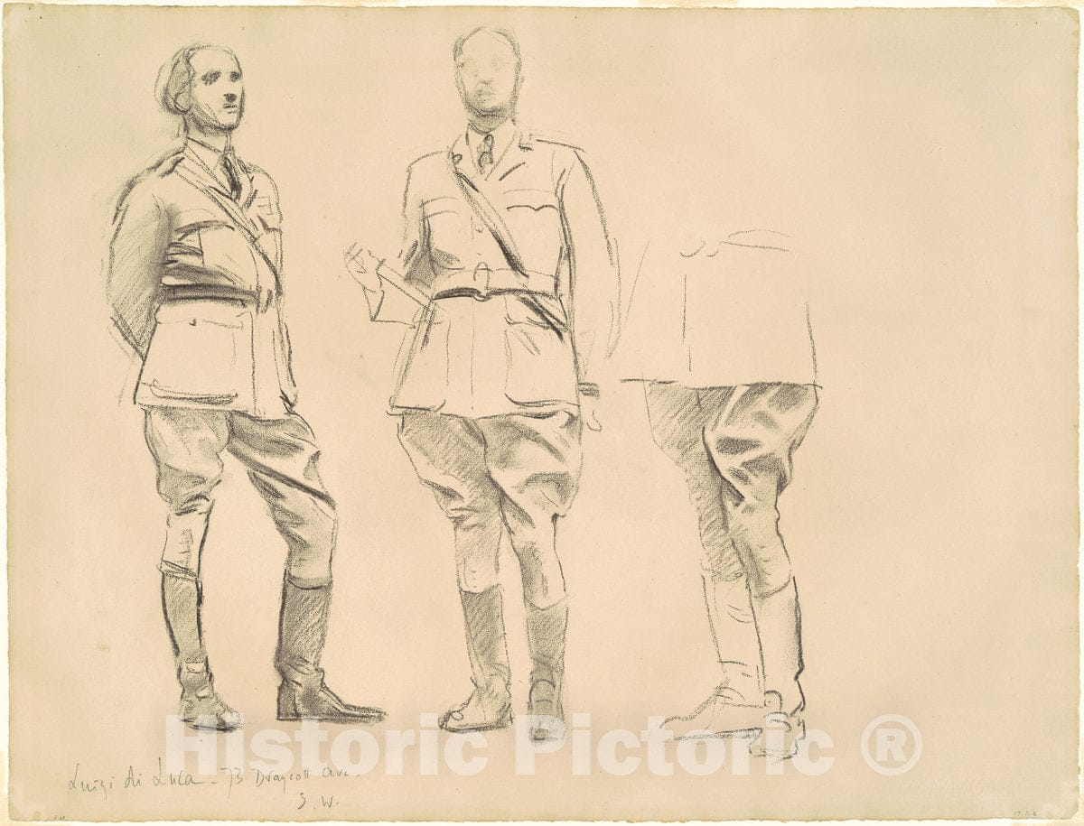 Art Print : John Singer Sargent, Studies for General Officers of World War I, 1920-1922 - Vintage Wall Art