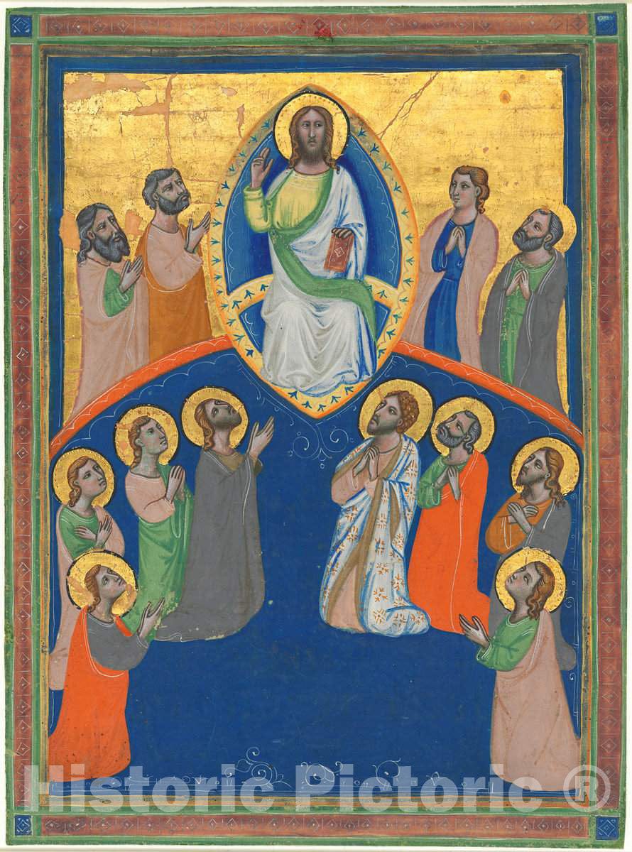 Art Print : Pacino di Bonaguida, Christ in Majesty with Twelve Apostles, c. 1320 - Vintage Wall Art