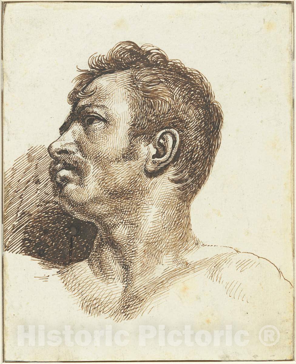 Art Print : ThÃ©odore Gericault, Head of a Man [Recto] - Vintage Wall Art