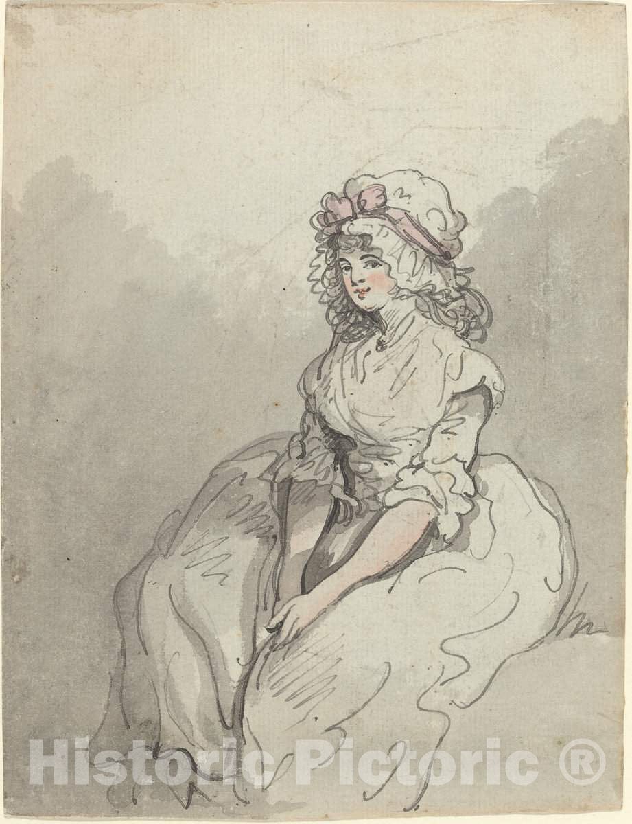 Art Print : Rowlandson, A Young English Beauty, c. 1790 - Vintage Wall Art