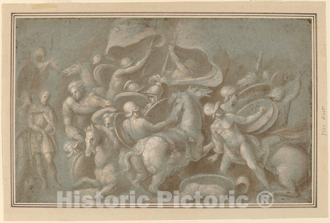 Art Print : Biagio Pupini, Battle Scene - Vintage Wall Art