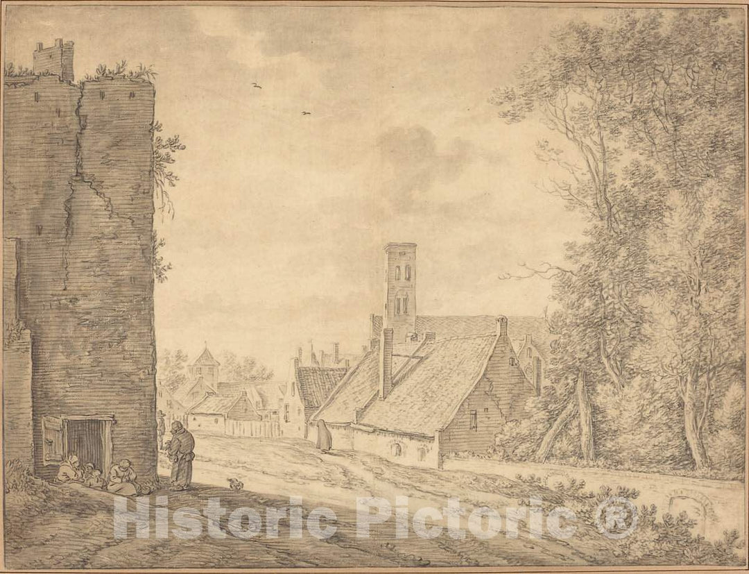 Art Print : Herman Saftleven, Village Landscape, c. 1648 - Vintage Wall Art