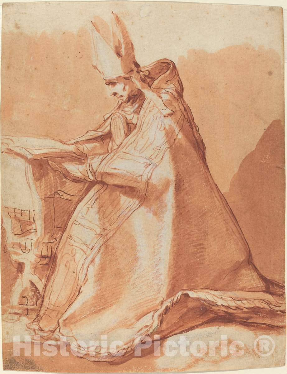 Art Print : Abraham Bloemaert, Seated Bishop - Vintage Wall Art