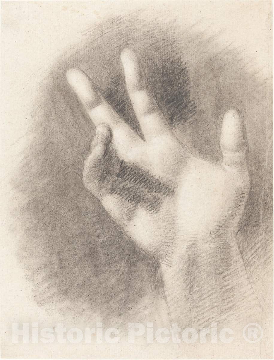 Art Print : Benjamin Robert Haydon, Study of a Right Hand [Recto] - Vintage Wall Art