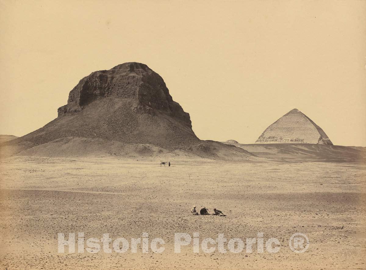 Art Print : Francis Frith, The Pyramids of Dahshoor from The East, 1857 - Vintage Wall Art