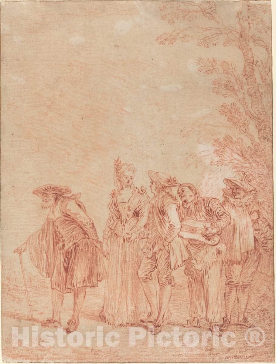 Art Print : Antoine Watteau, The Wedding Procession, c. 1712 - Vintage Wall Art