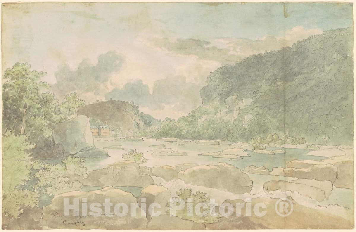 Art Print : Thomas Doughty, Harpers Ferry from Below, 1825-1827 - Vintage Wall Art