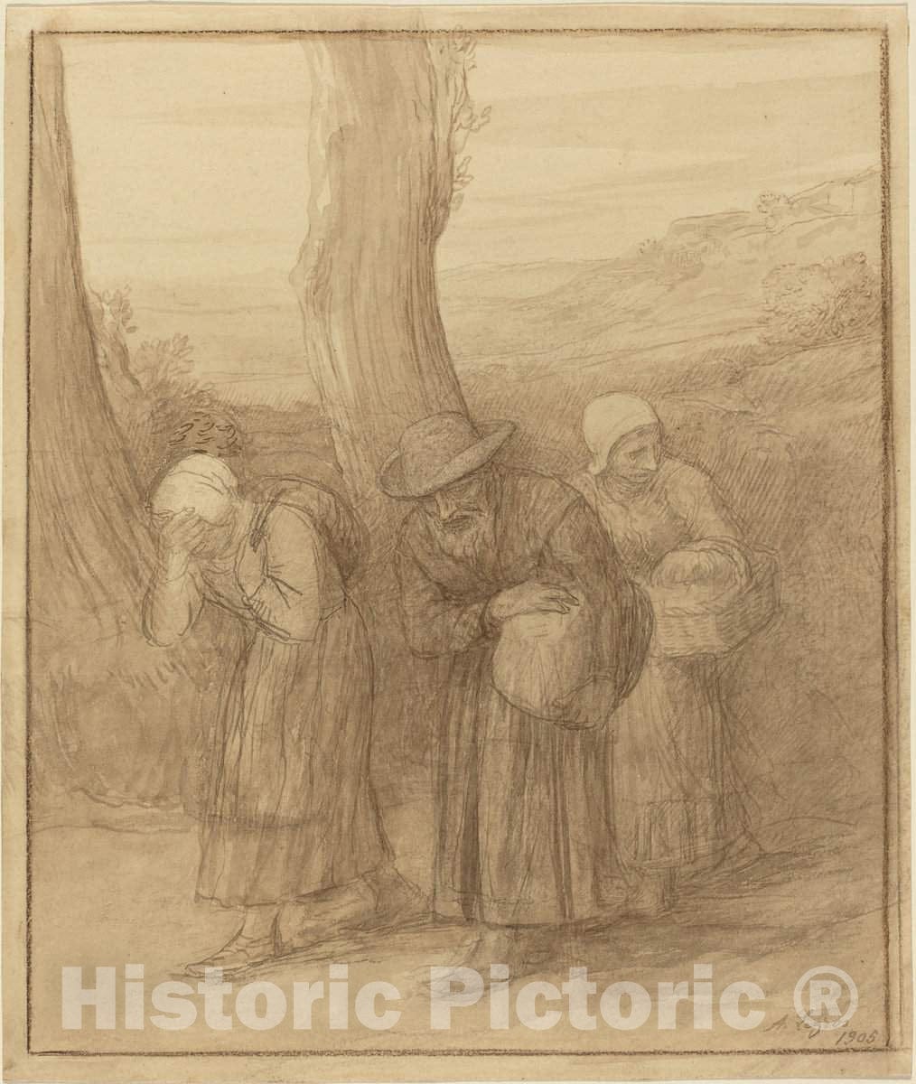 Art Print : Alphonse Legros, The Departure, 1905 - Vintage Wall Art