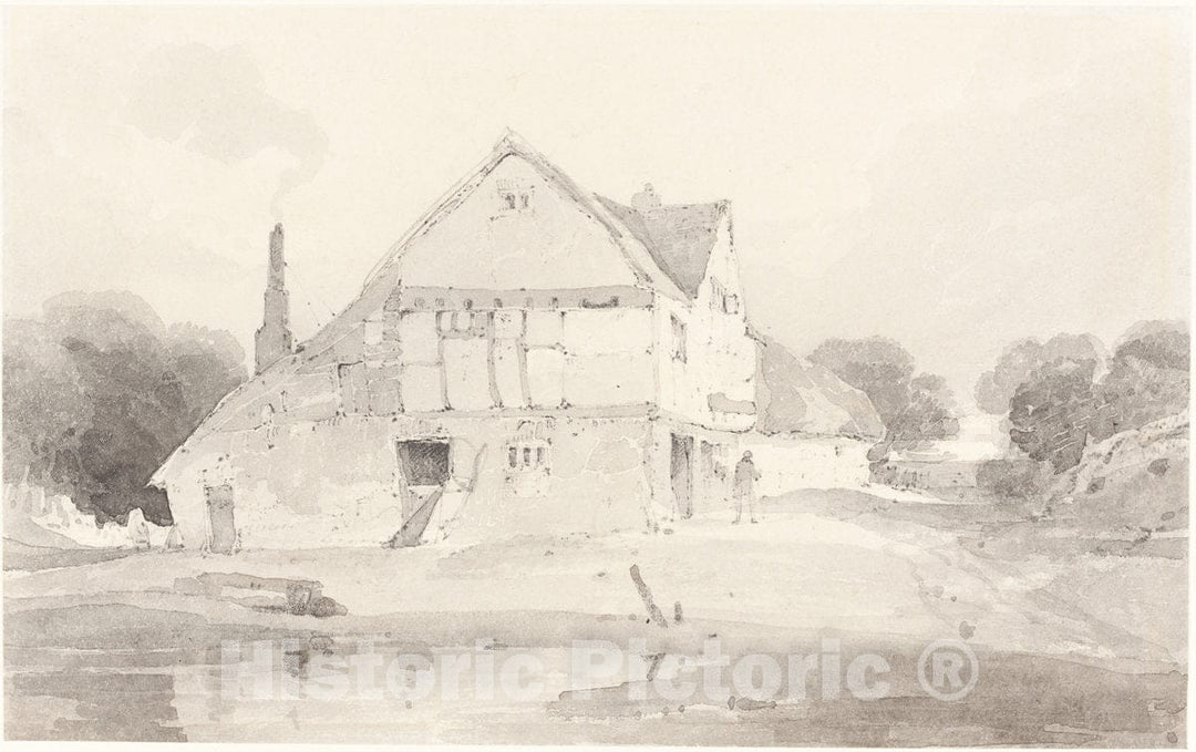 Art Print : John Sell Cotman, A Cottage at Dorking in Surrey, c.1801 - Vintage Wall Art