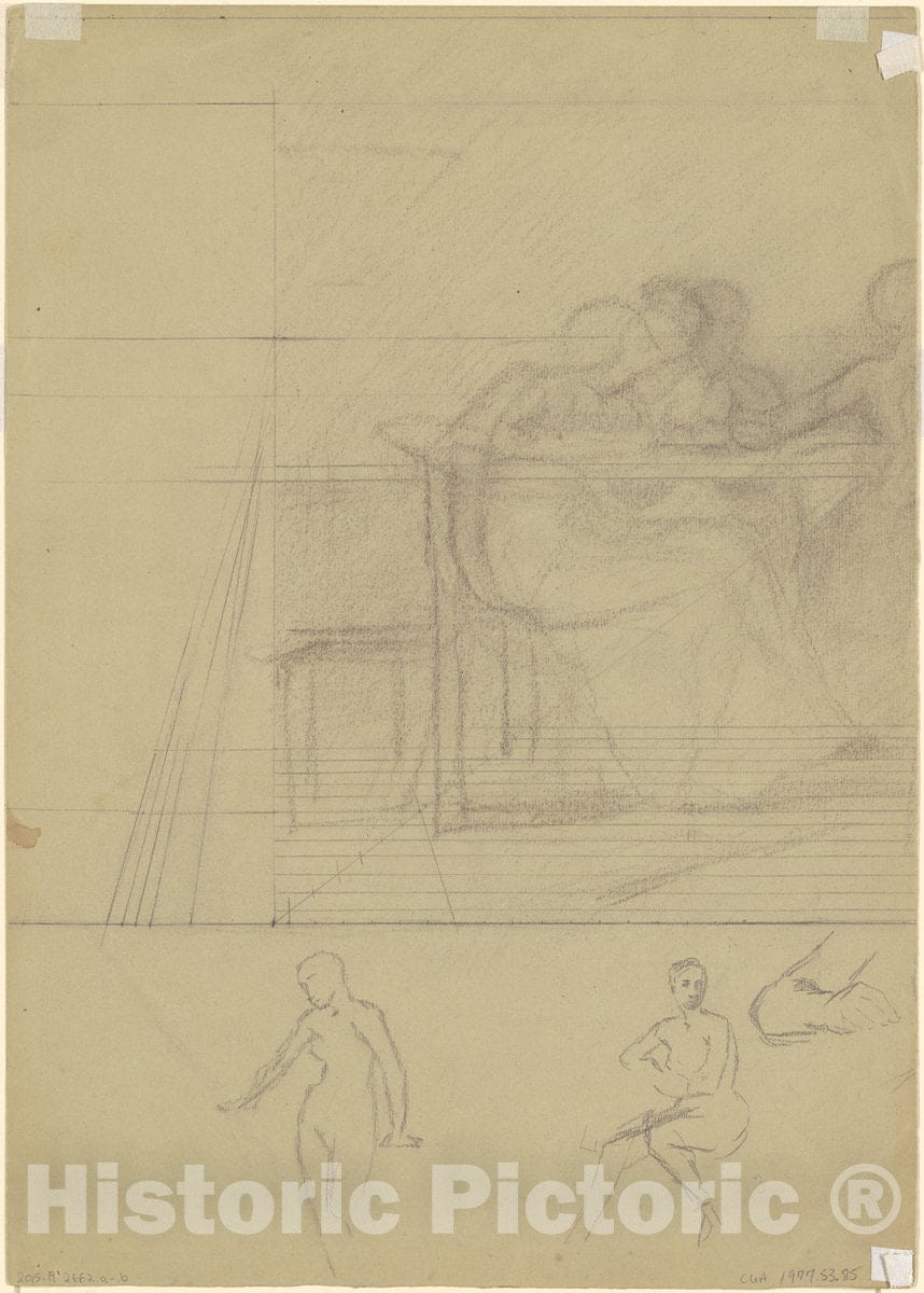 Art Print : Enoch Wood Perry, Studies of Figures [Verso], c. 1870-1890 - Vintage Wall Art