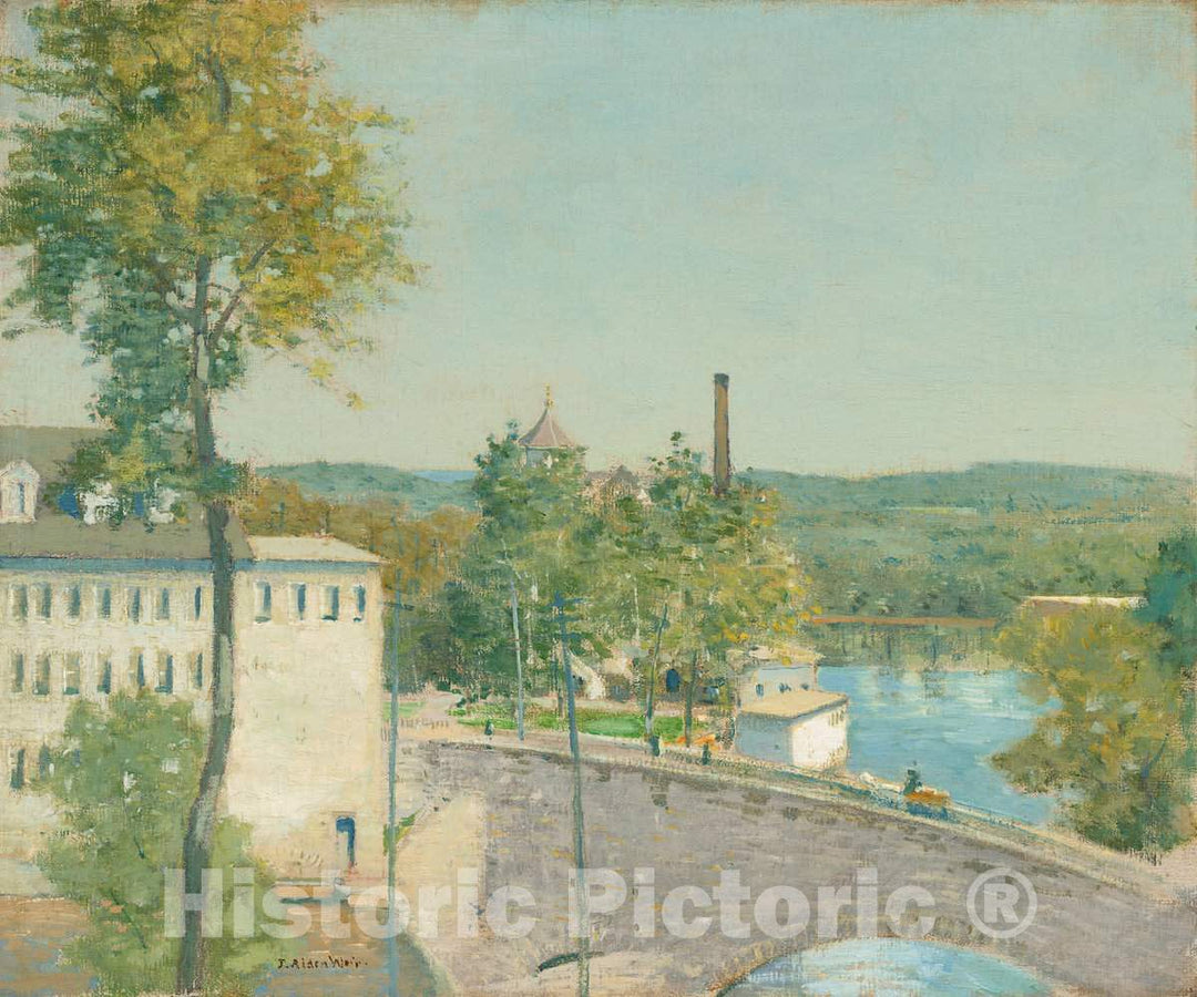 Art Print : Julian Alden Weir, U.S. Thread Company Mills, Willimantic, Connecticut, c.1895 - Vintage Wall Art