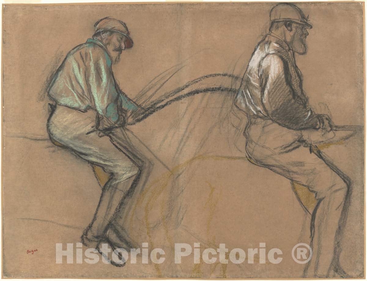 Art Print : Edgar Degas, Two Studies of a Jockey, c. 1884 - Vintage Wall Art