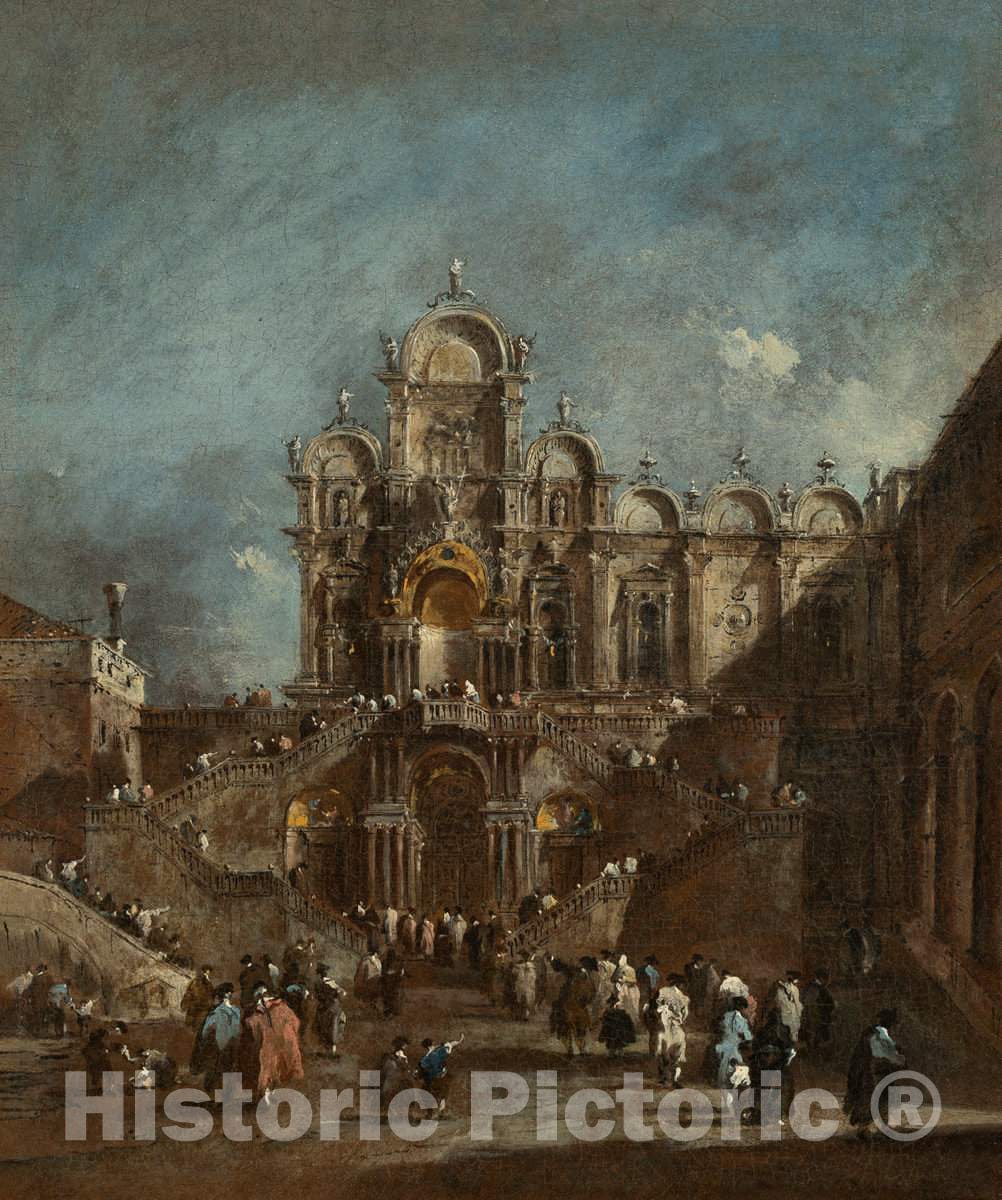 Art Print : Francesco Guardi, Temporary Tribune in The Campo San Zanipolo, Venice, 1782 or After - Vintage Wall Art