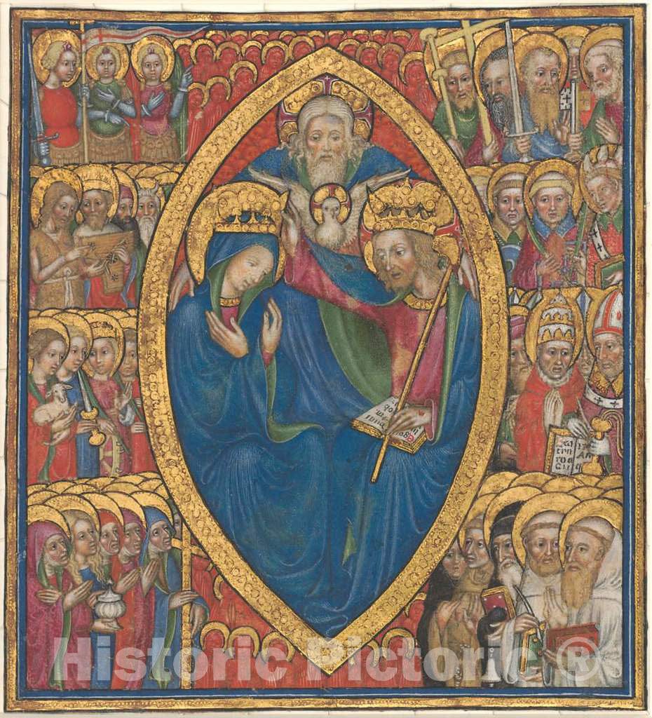 Art Print : Olivetan Master, Coronation of The Virgin with The Trinity and Saints, c. 1440 - Vintage Wall Art