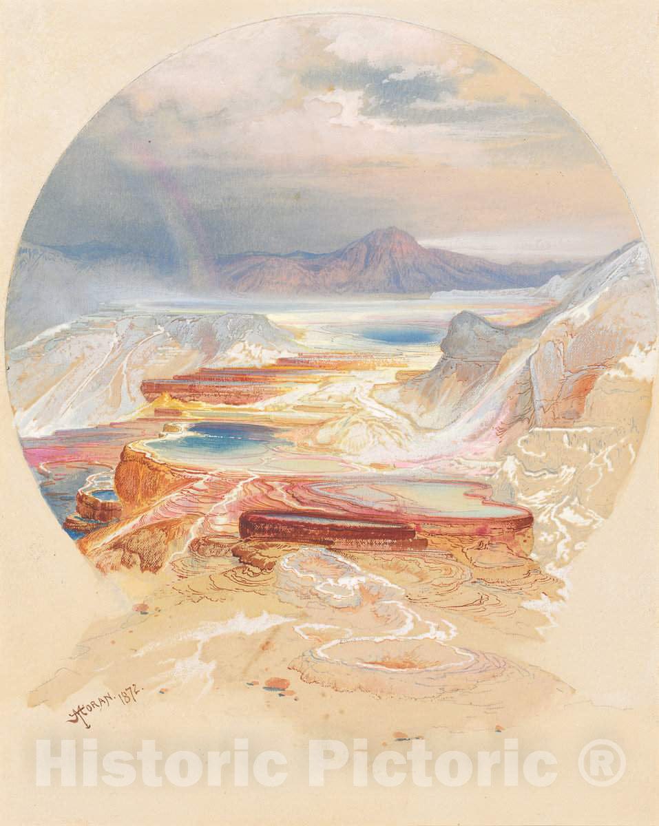 Art Print : Thomas Moran, Minerva Terrace, Yellowstone, 1872 - Vintage Wall Art