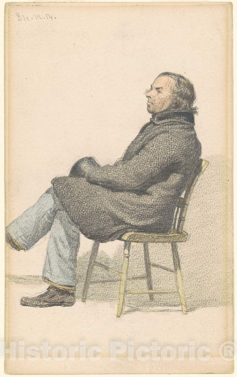 Art Print : Sanford Robinson Gifford, Man Seated in Hitchcock Chair, 1854 - Vintage Wall Art