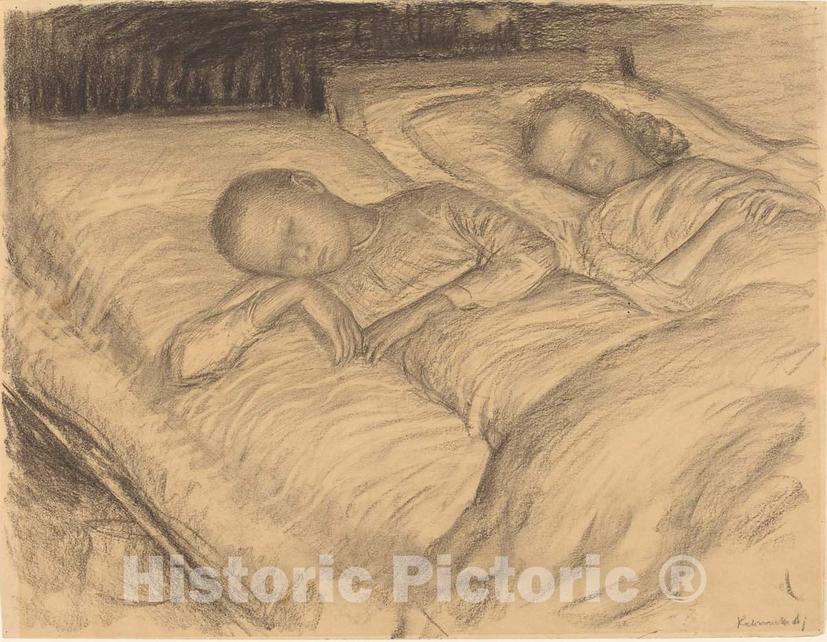 Art Print : Leopold von Kalckreuth, The Artist's Children Wolf and Anna Asleep, c. 1900 - Vintage Wall Art