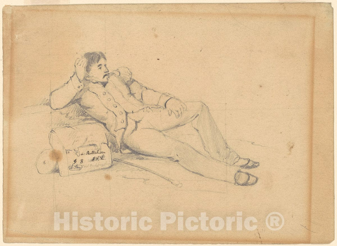 Art Print : David Claypoole Johnston, Relaxing Soldier, c. 1860s - Vintage Wall Art