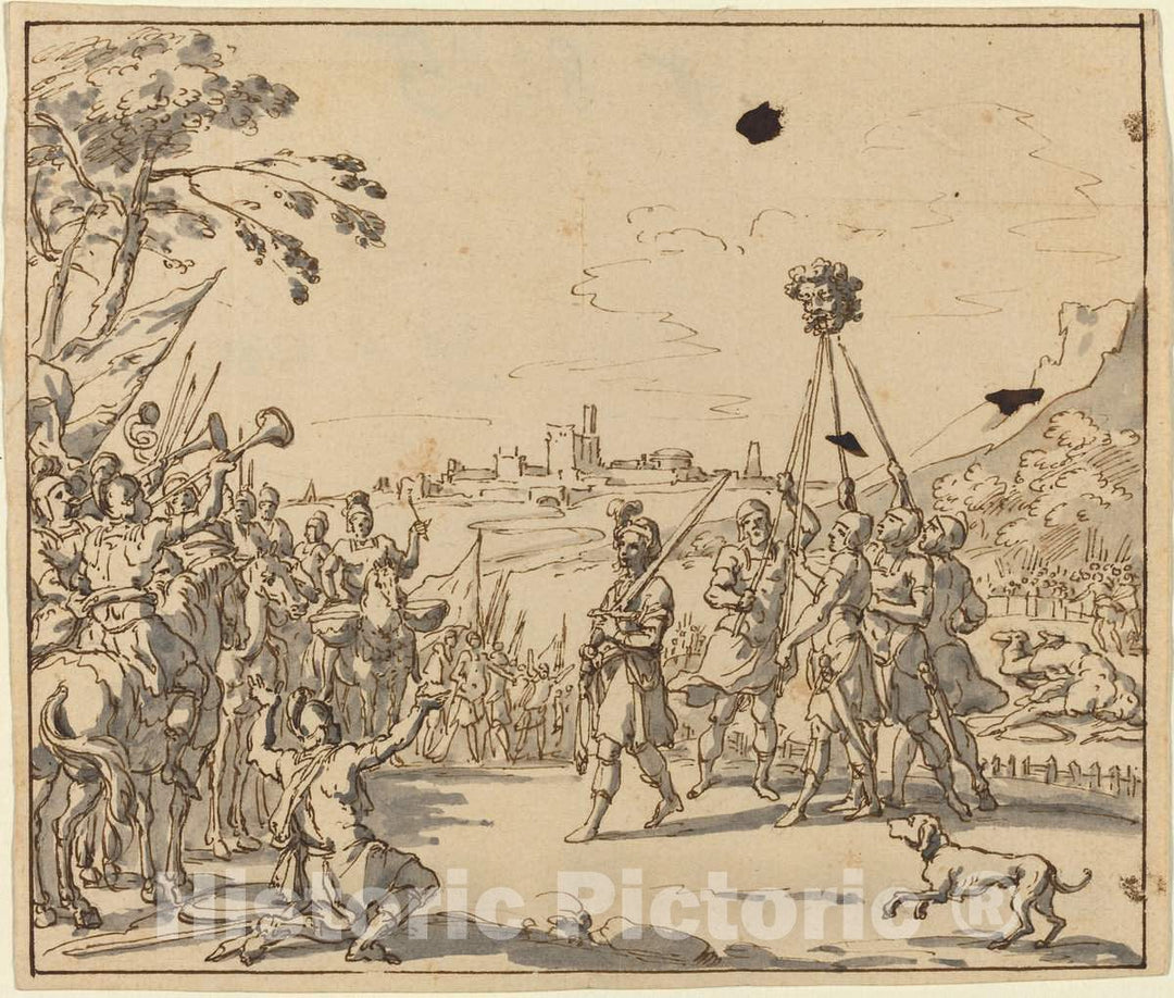 Art Print : Jan Luyken, The Triumph of David, c. 1700 - Vintage Wall Art