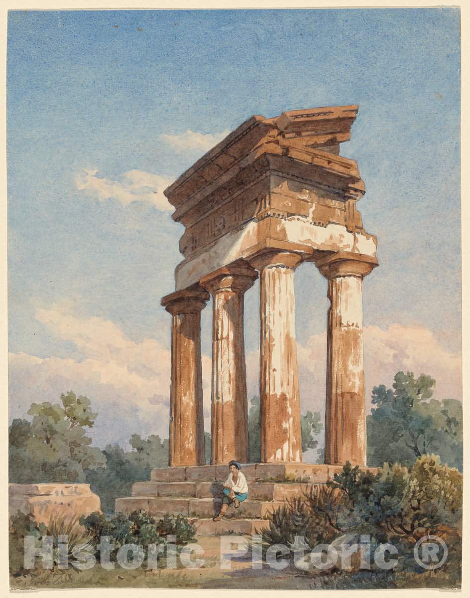 Art Print : Carl Wilhelm GÃ¶tzloff, A Temple Ruin in Agrigento, c. 1825 - Vintage Wall Art