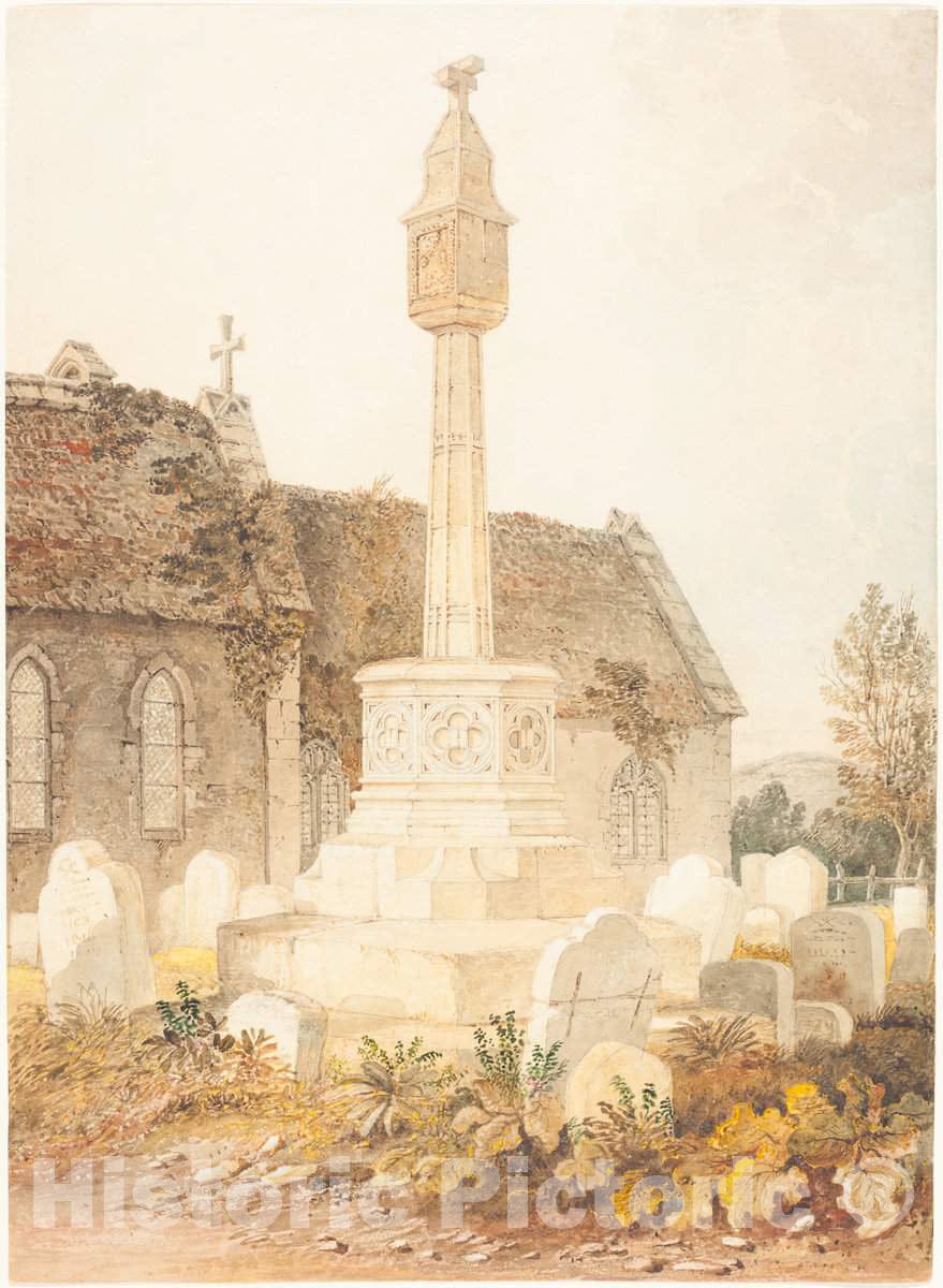 Art Print : John Chessell Buckler, Monument in a Church Cemetery, 1816 - Vintage Wall Art