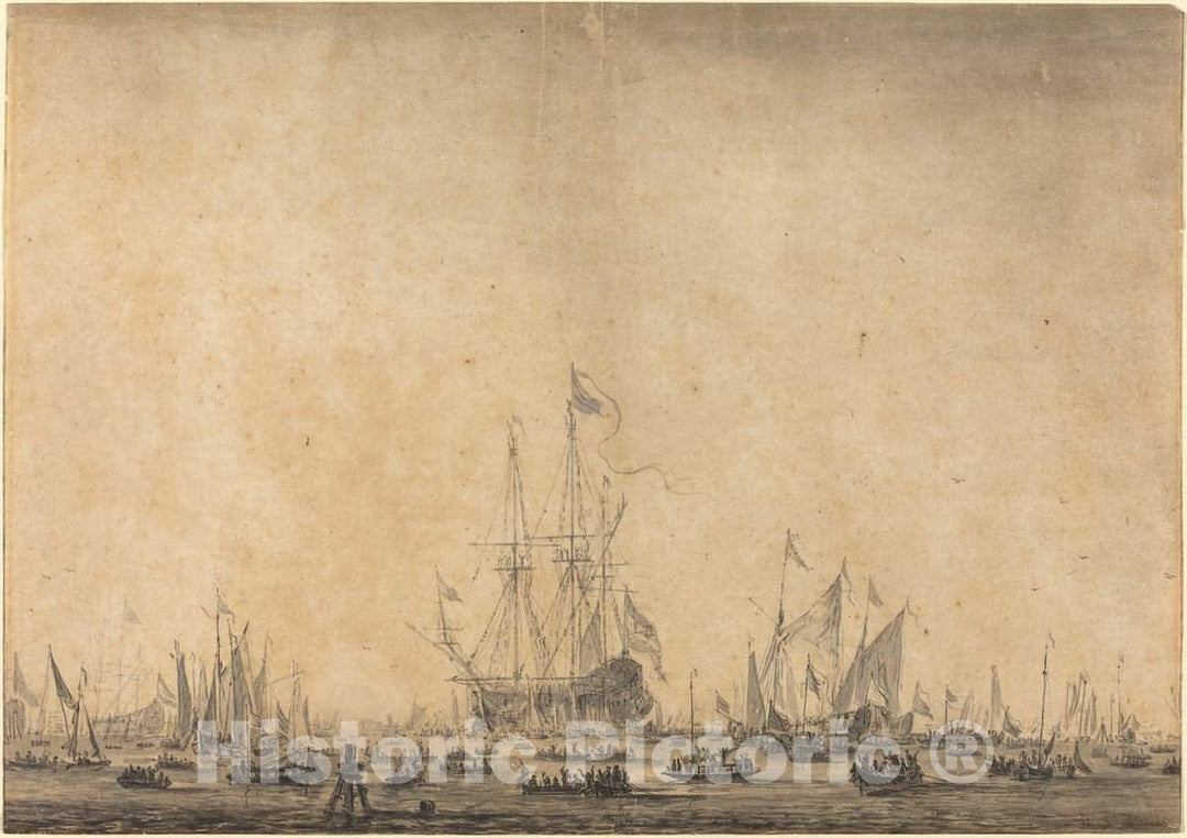 Art Print : Willem Van de Velde The Younger, Marine - Vintage Wall Art