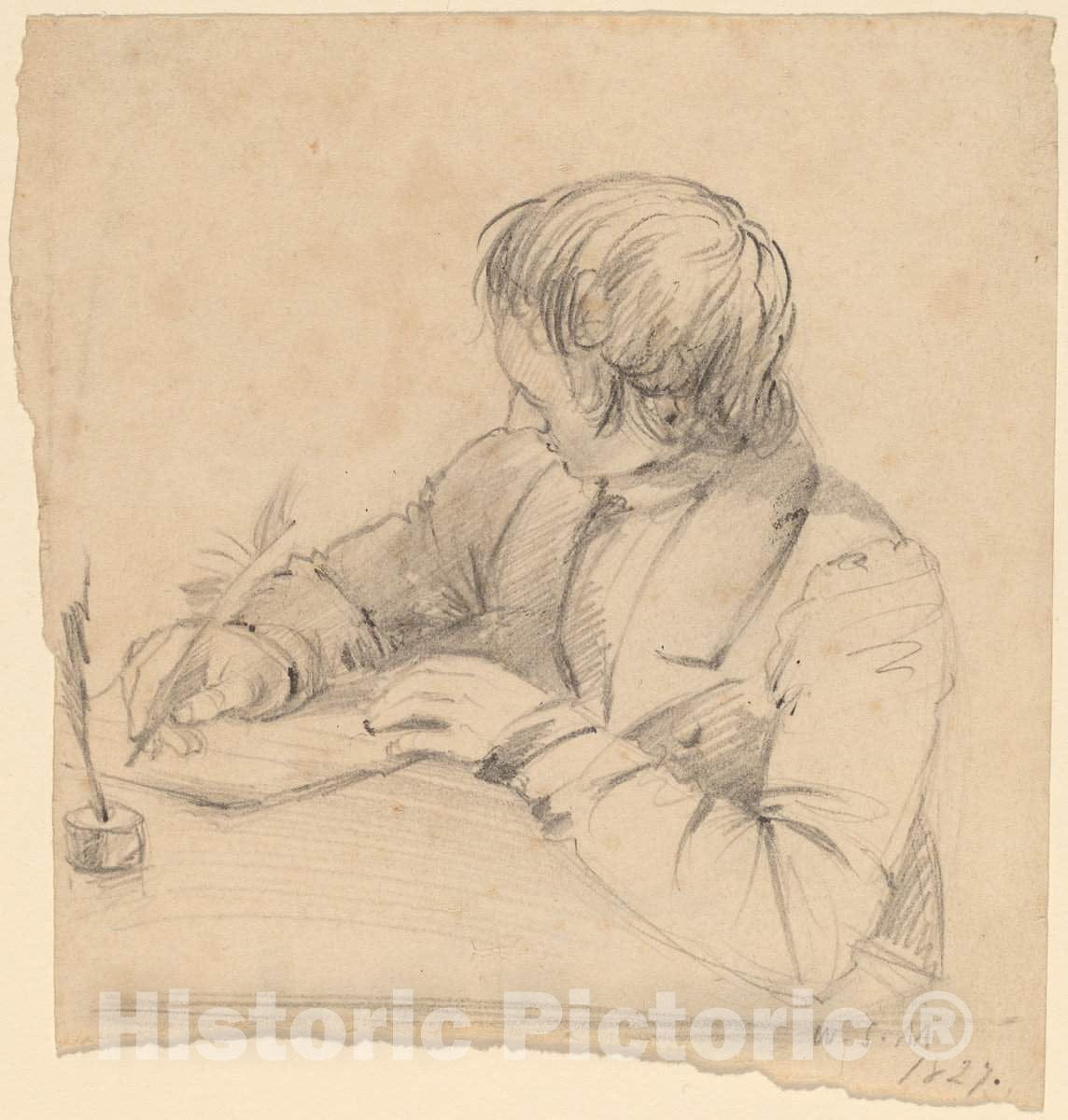 Art Print : William Sidney Mount, Shepard Alonzo Mount, Age Twenty-Three [Recto], 1827 - Vintage Wall Art