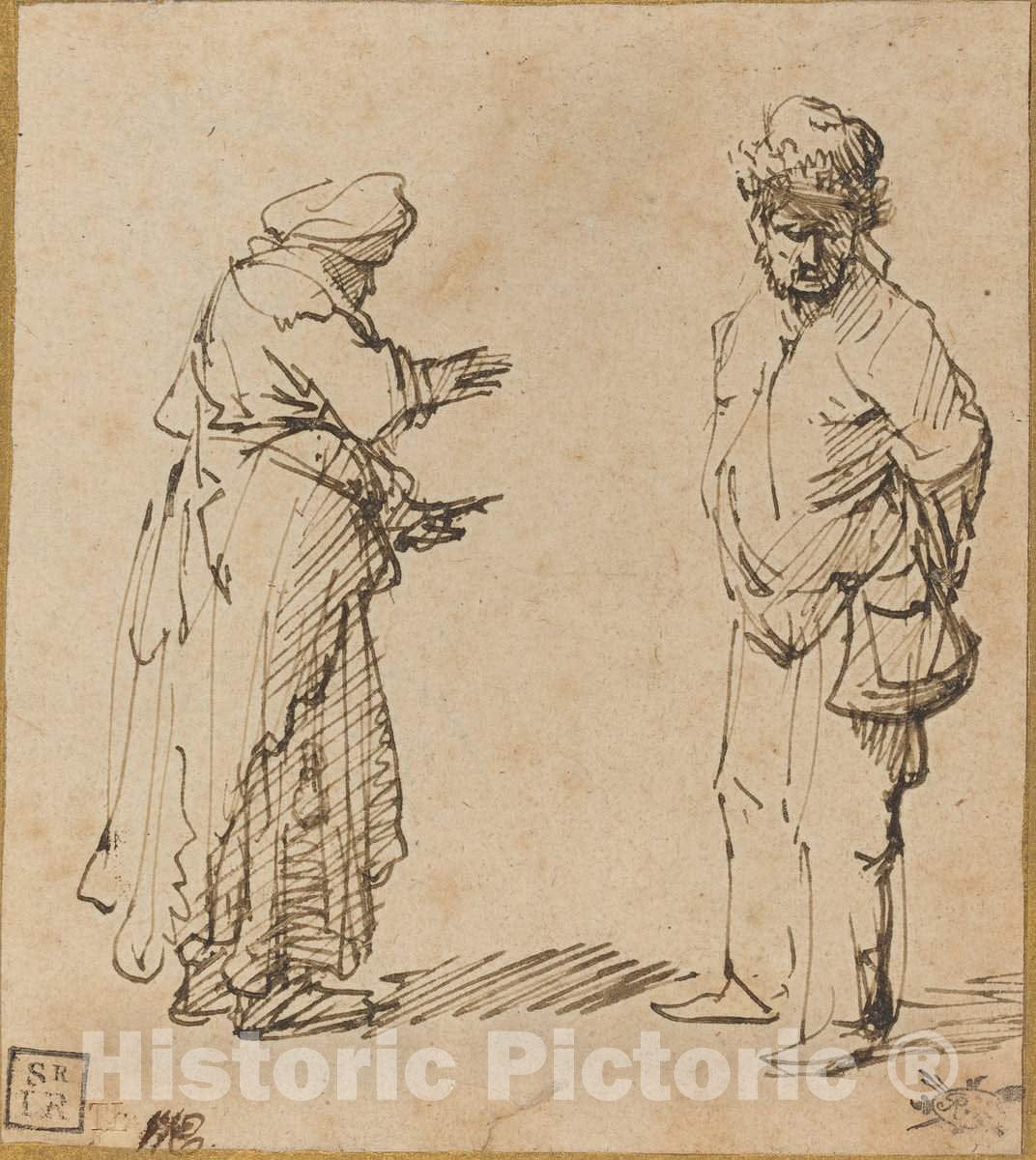 Art Print : Rembrandt, Beggar Man and Woman, c.1631 - Vintage Wall Art