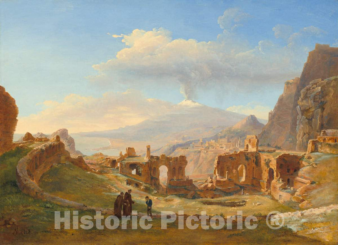 Art Print : Louise-JosÃ©phine Sarazin de Belmont, The Roman Theater at Taormina, 1828 - Vintage Wall Art