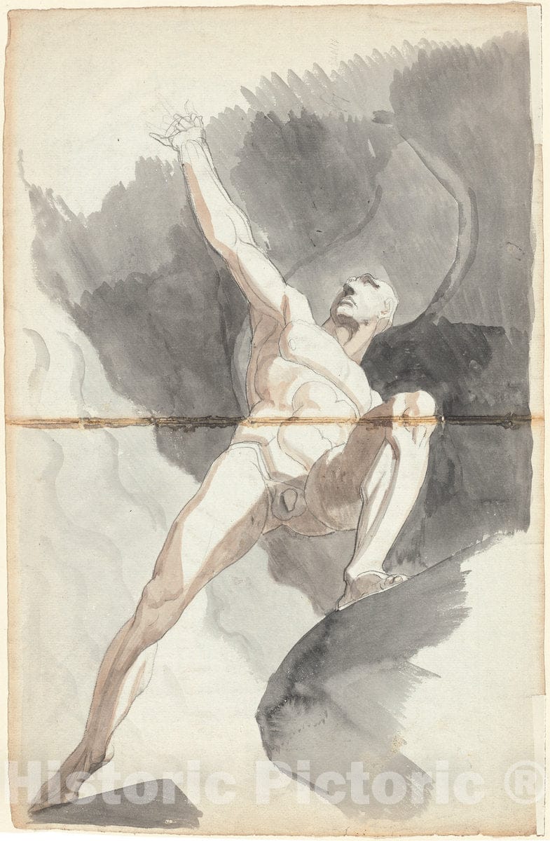 Art Print : Henry Fuseli, Satan Defying The Powers of Heaven, Late 1790s - Vintage Wall Art