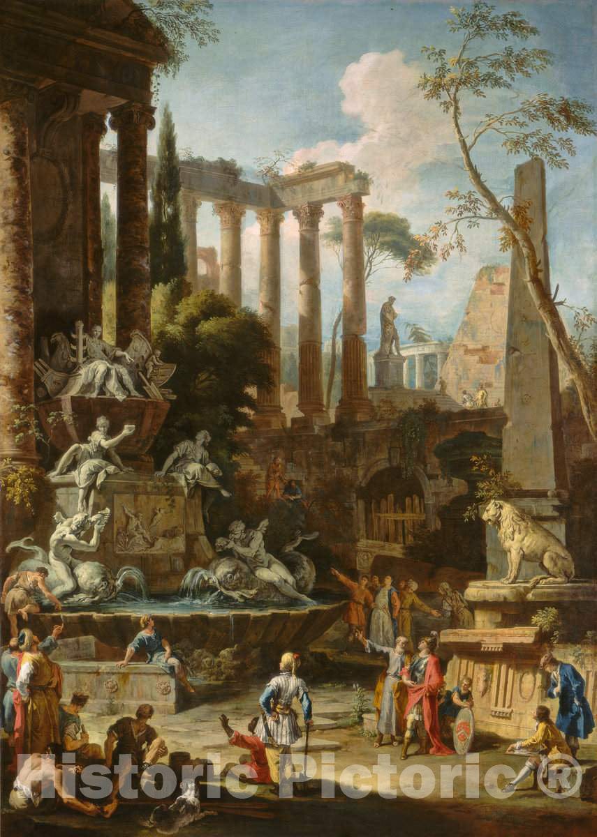 Art Print : Ricci and Marco Ricci, Memorial to Admiral Sir Clowdisley Shovell, 1725 - Vintage Wall Art