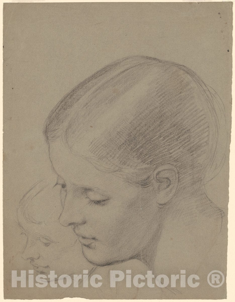 Art Print : Enoch Wood Perry, Studies of a Female Head [Recto], c. 1850-1870 - Vintage Wall Art