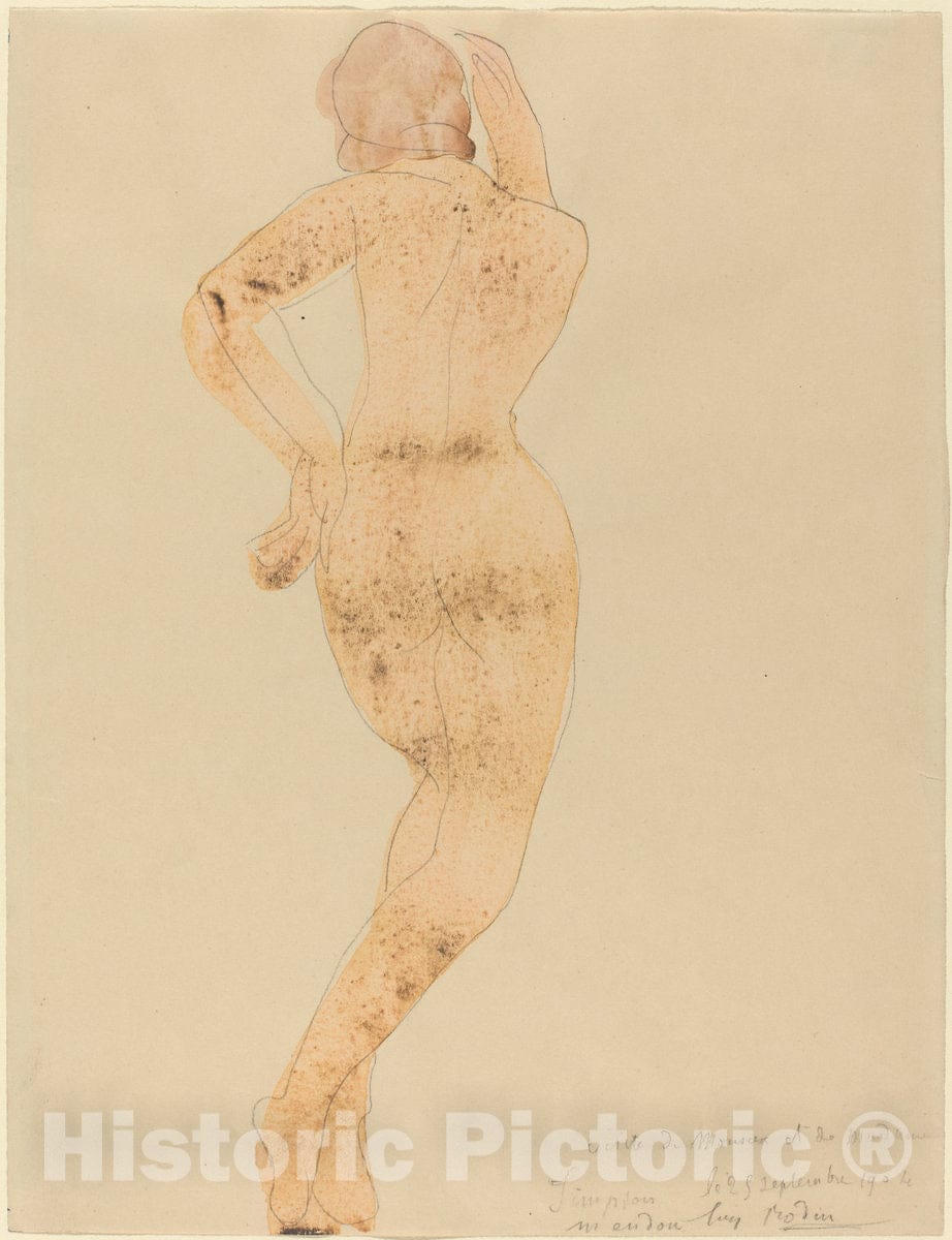 Art Print : Auguste Rodin, Rear View of Female Figure in Action, 1904 - Vintage Wall Art