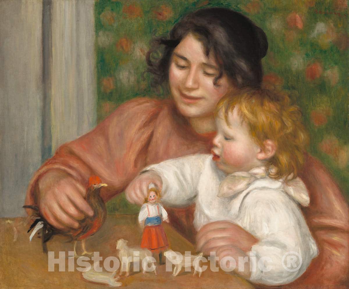 Art Print : Auguste Renoir, Child with Toys - Gabrielle and The Artist's Son, Jean, 1895-1896 - Vintage Wall Art