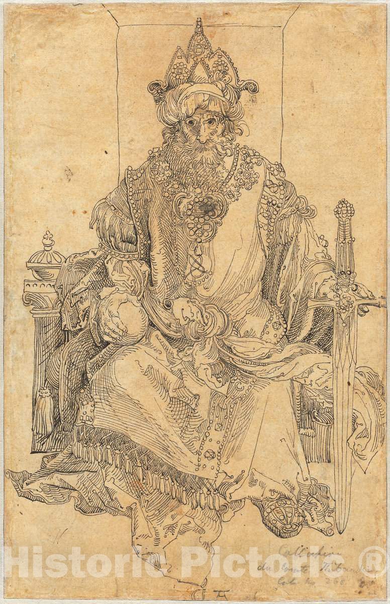 Art Print : Albrecht DÃ¼rer, an Oriental Ruler Seated on His Throne, c. 1495 - Vintage Wall Art