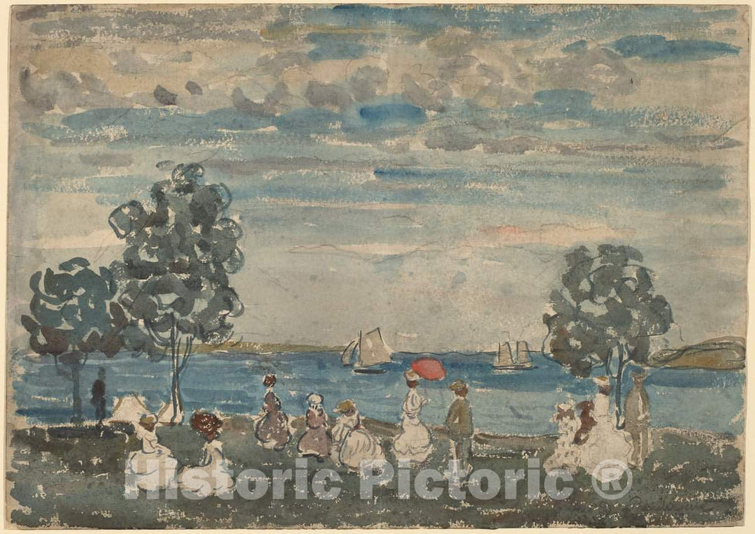 Art Print : Maurice Brazil Prendergast, Figures on a Beach, c.1913 - Vintage Wall Art