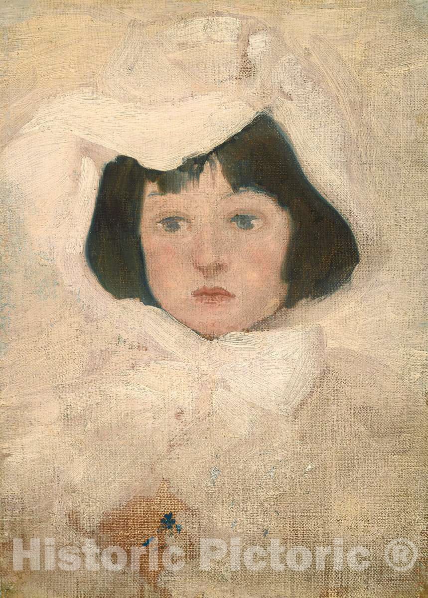 Art Print : Little Girl in White, c. 1895 - Vintage Wall Art