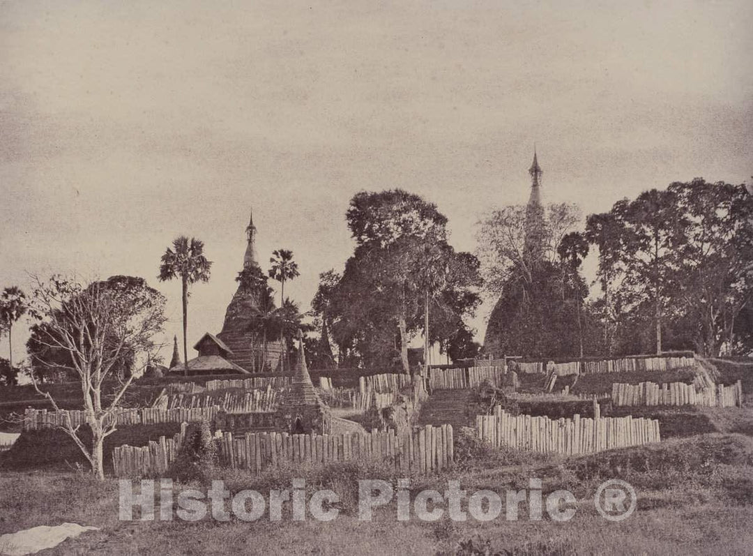 Art Print : Linnaeus Tripe, Rangoon: North Entrance to The Shwe Dagon Pagoda, November 1855 - Vintage Wall Art