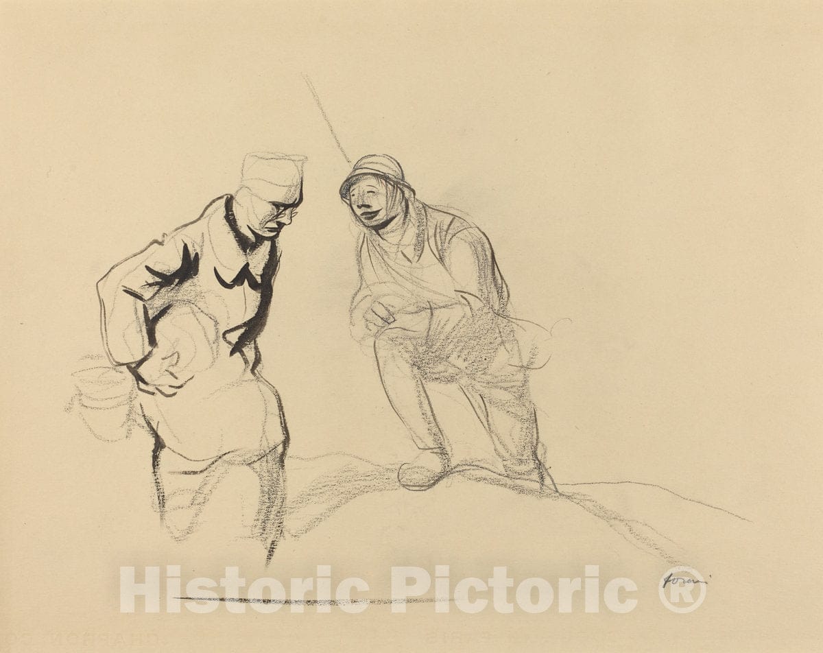 Art Print : Louis Forain, Two Soldiers, c.1917 - Vintage Wall Art