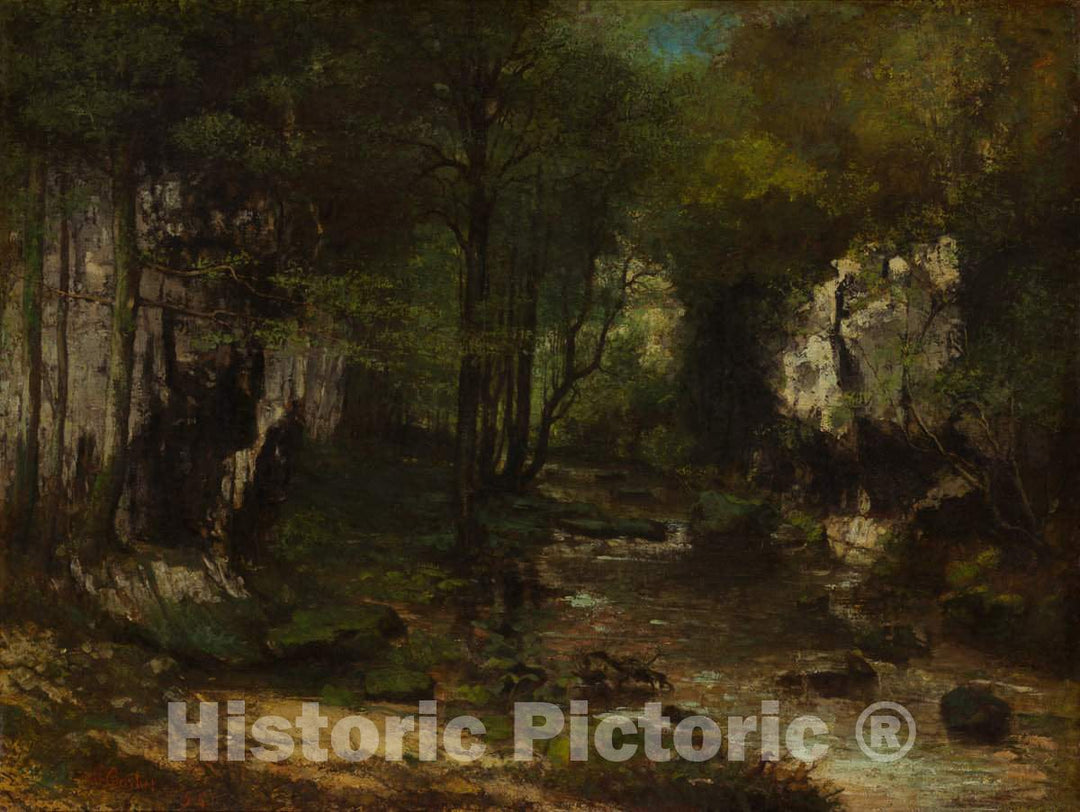 Art Print : Gustave Courbet, The Stream (Le Ruisseau du Puits-Noir; vallÃ©e de la Loue), 1855 - Vintage Wall Art