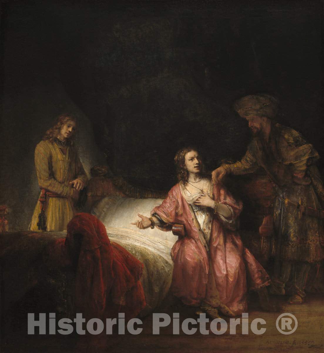 Art Print : Rembrandt, Joseph Accused by Potiphar's Wife, 1655 - Vintage Wall Art